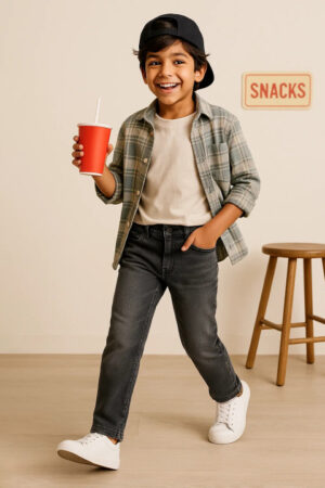 Boys Black Slim Fit Mid-Rise Light Fade Stretchable Denim Jeans